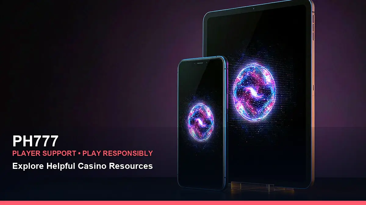 Social sharing and mobile casino access artwork showing a phone-friendly gaming experience